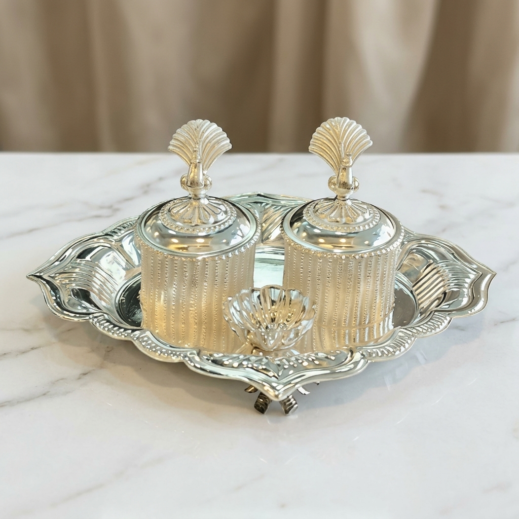 Silver Puja Tray Set